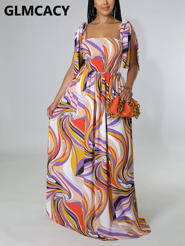 

Women Spaghetti Strap Bandeau Frilled Maxi Dress Elegant Evening Party Dress