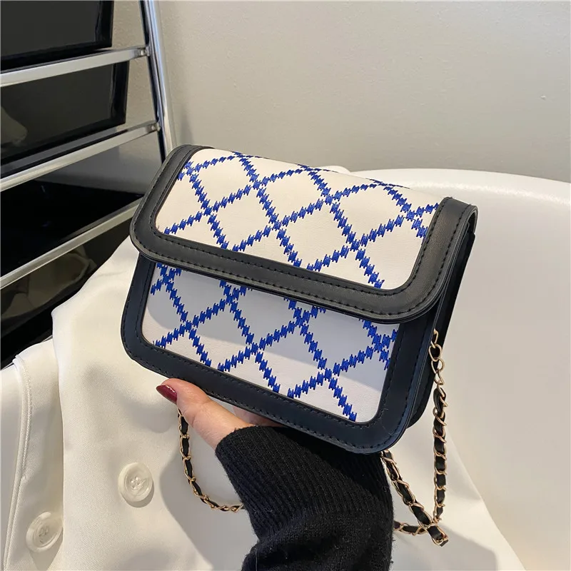 

Diamond Grid Splicing Women Shoulder Bag Female Embroidered Small Square Bag PU Crossbody Bags Handbag and Purses Phone Bags
