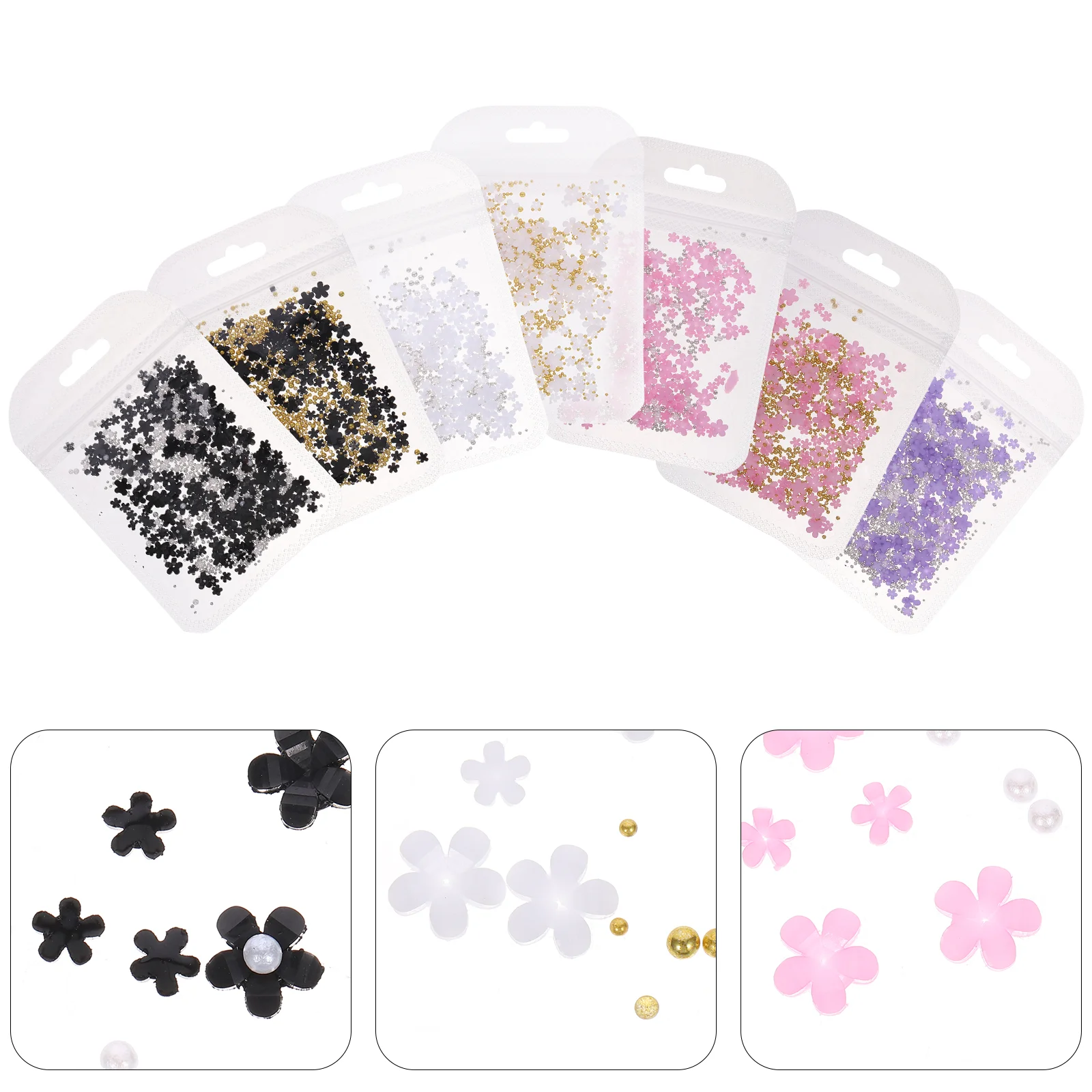 

7 пакетов, цветы для ногтей