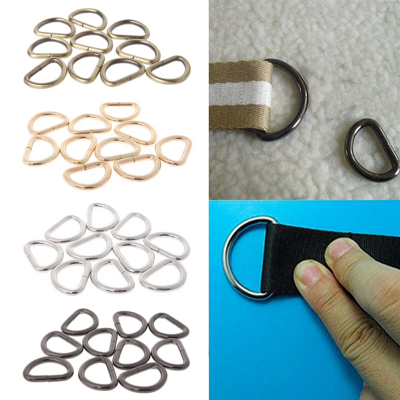 10Pcs/lot 13/16/20/25mm D Rings Strap Buckle Inner Width Metal Half Round Shaped for Bag Strap Belt Purse DIY Bag Accessories