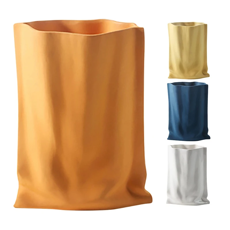 

Modern Creative Bag Ceramic Mini Vase Bag Decoration Dry Artificial Flower Vase Ornament Home Tabletop Decor