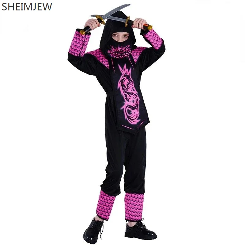 Новинка детские розовые костюмы ниндзя для Хэллоуина ролевые игры карнавальные