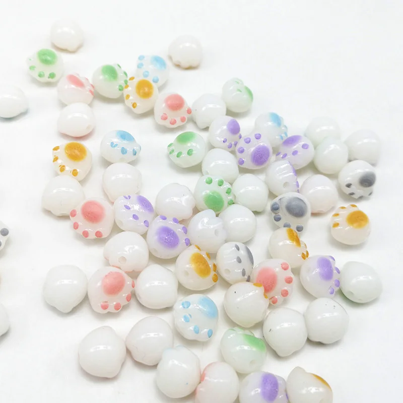 

20Pcs 11mm Kawaii Cat Paws Acrylic Beads Cartoon Claw Spacer Beads For Jewelry Making Bracelet Necklace Handmade Craft Accessory