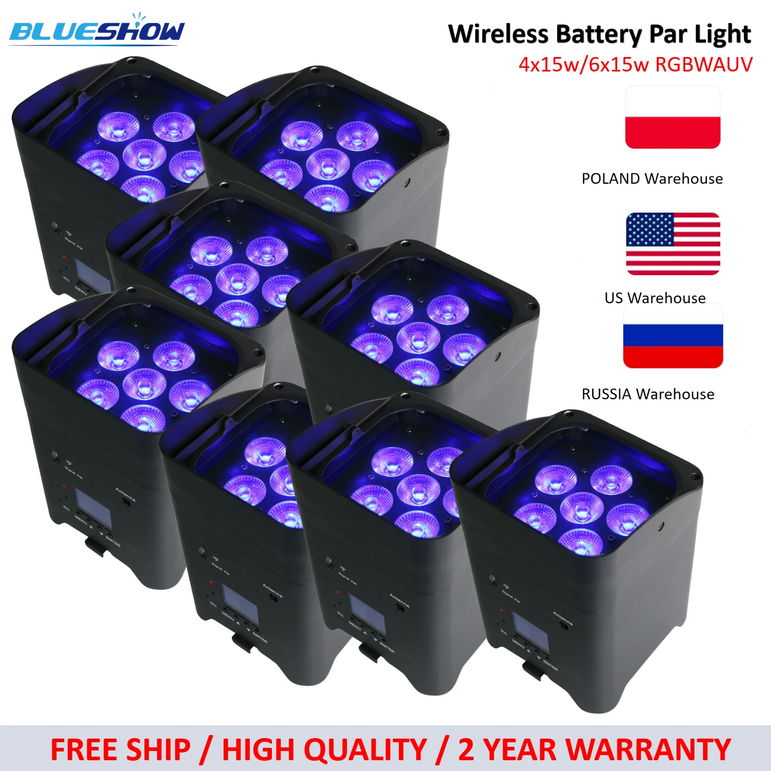 0 налог беспроводная аккумуляторная лампа 6x18 Вт RGBWAUV 6 в 1 2 4 ГГц дистанционное