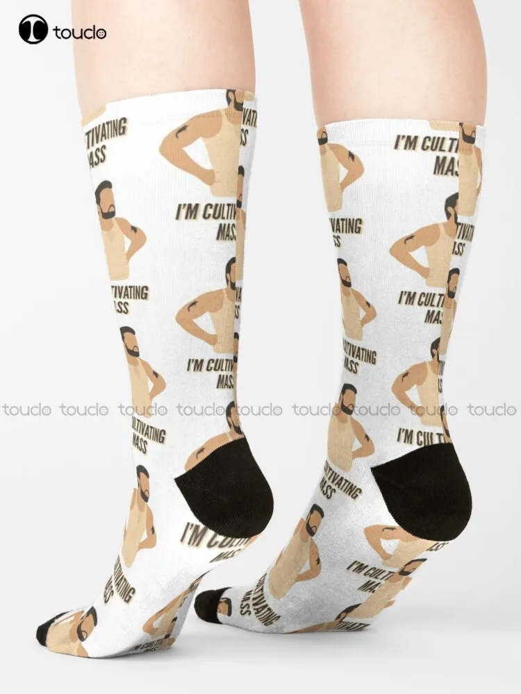 

I’M Not Fat I’M Cultivating Mass! Socks Black Football Socks Streetwear Personalized Custom Unisex Adult Teen Youth Socks Art