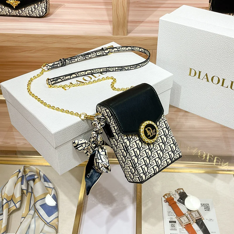 

Genuine Leather Women's Bag Small Phone Coin Purses 2023 New Fashion Mobile Phone Bag Wallet Mini Shoulder Satchel Channels Cc