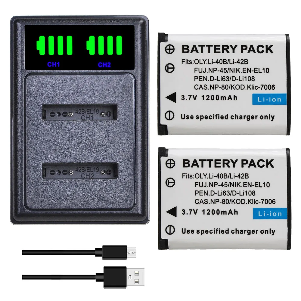 Аккумулятор и зарядное устройство для фотоаппарата Olympus FE320 FE220 1200 360 U7020 U830 FE150 FE160 FE190 FE210 250, 230 мАч