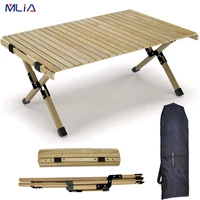 folding wood table portable outdoor indoor all purpose foldable picnic table cake roll wooden table in a bag for picnic camping