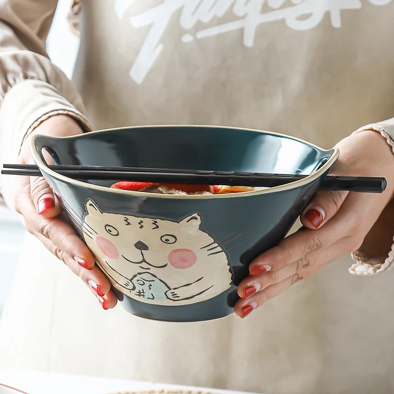 

Japanese-style ramen bowl home creative 7-inch soup bowl large bowl with ears not hot, double-eared noodle bowl bowl
