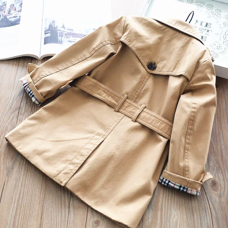 

Double-breasted Windbreaker Spring and Autumn New Children's Cotton Belt Boy Baby Mid-length Coat