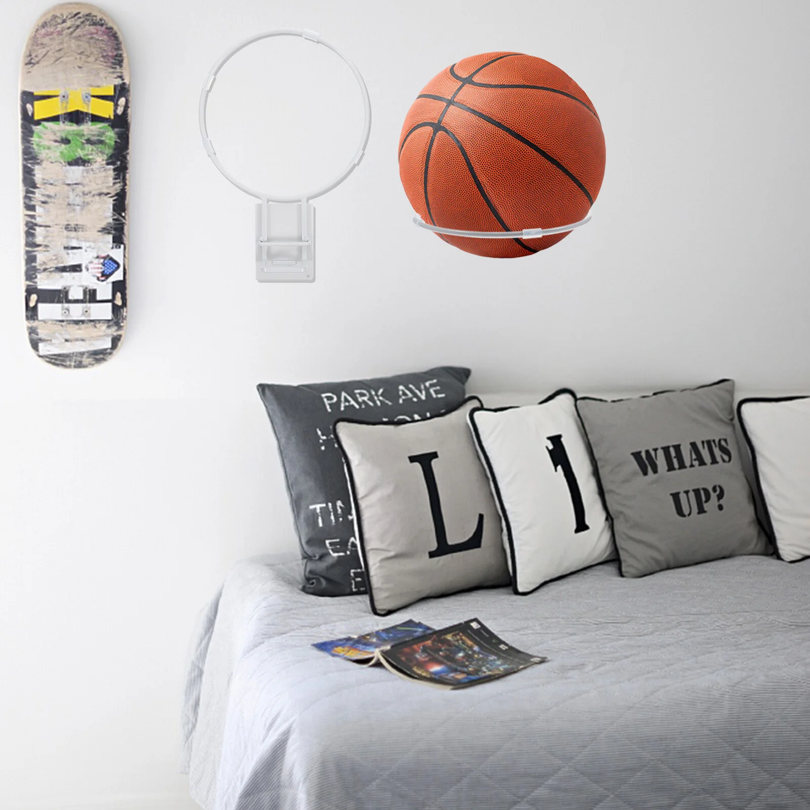 

Adhesive Basketball Holder Football Soccer Rack Volleyball Metal Wall-mount Rack Home Ball Rack