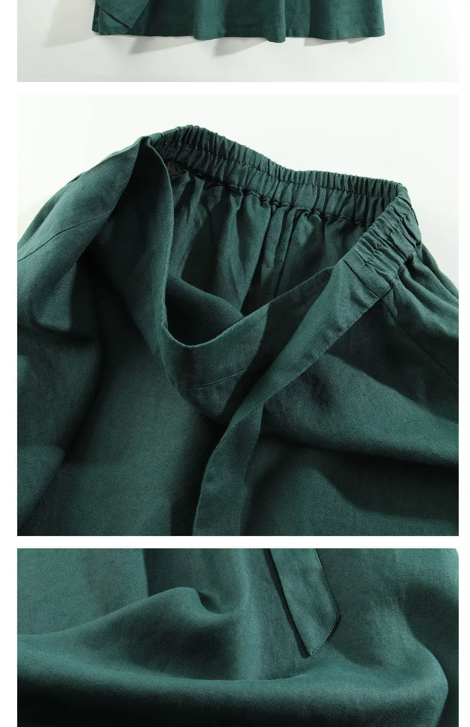 Casual Cotton Linen Women Skirts Summer Elastic High-Waisted Bandage Harajuku Korean Long Skirt With Belt Faldas Largas images - 6