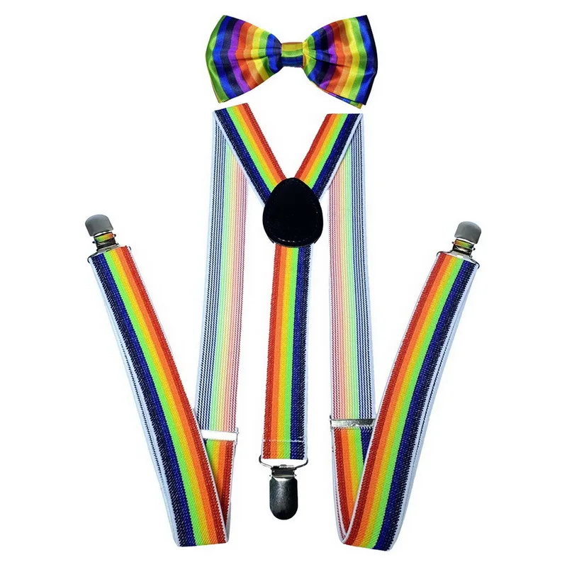 Fashion Suspenders Bowtie Sets Men Women Party Wedding Y-Back Shirt Braces Belt Suspenders Clip Bow Tie Pants Jeans Gifts Unisex