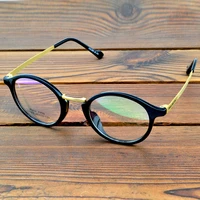 handcrafted round fashion black and golden temple optical frame custom photochromic progressive myopia reading glasses