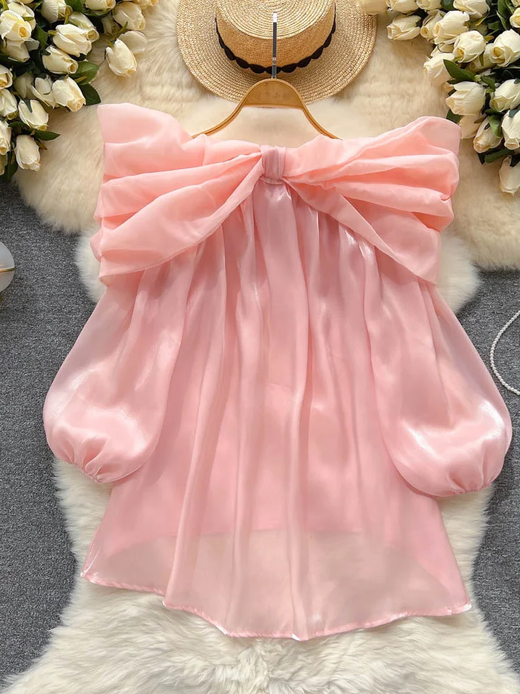 

Осенняя специальная маленькая рубашка, маленькая темпераментная рубашка на одно плечо, высококачественный красивый топ с пышными рукавами...