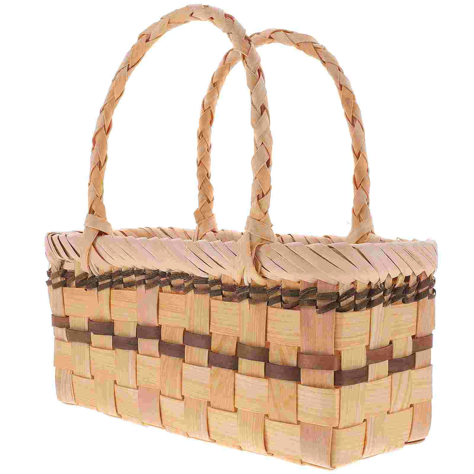 

Woven Storage Basket Flower Girl Basket African Market Basket Wicker Basket Handle Harvesting Basket Fruit Woven Holder