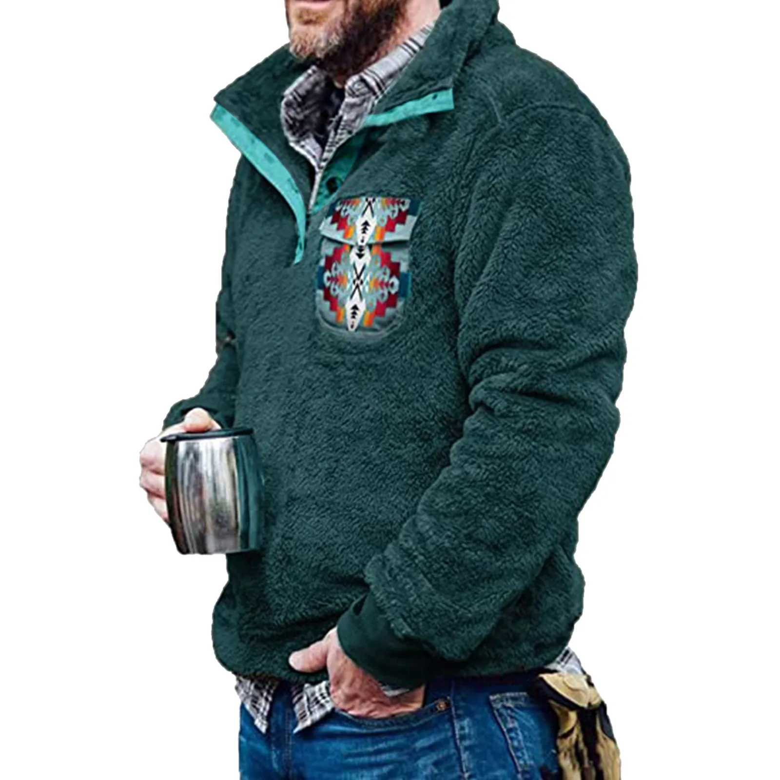 

Men's Spring And Winter Coat Jackets Solid Color Stand-up Collar Sweater Coat Shirt Shorts Set Men Short Suit Set Men