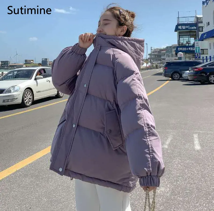 2022 Winter Coat Women Casual Button Pockets Winter New Loose Cotton Coat Zippers Hooded Loose Winter Coat Women