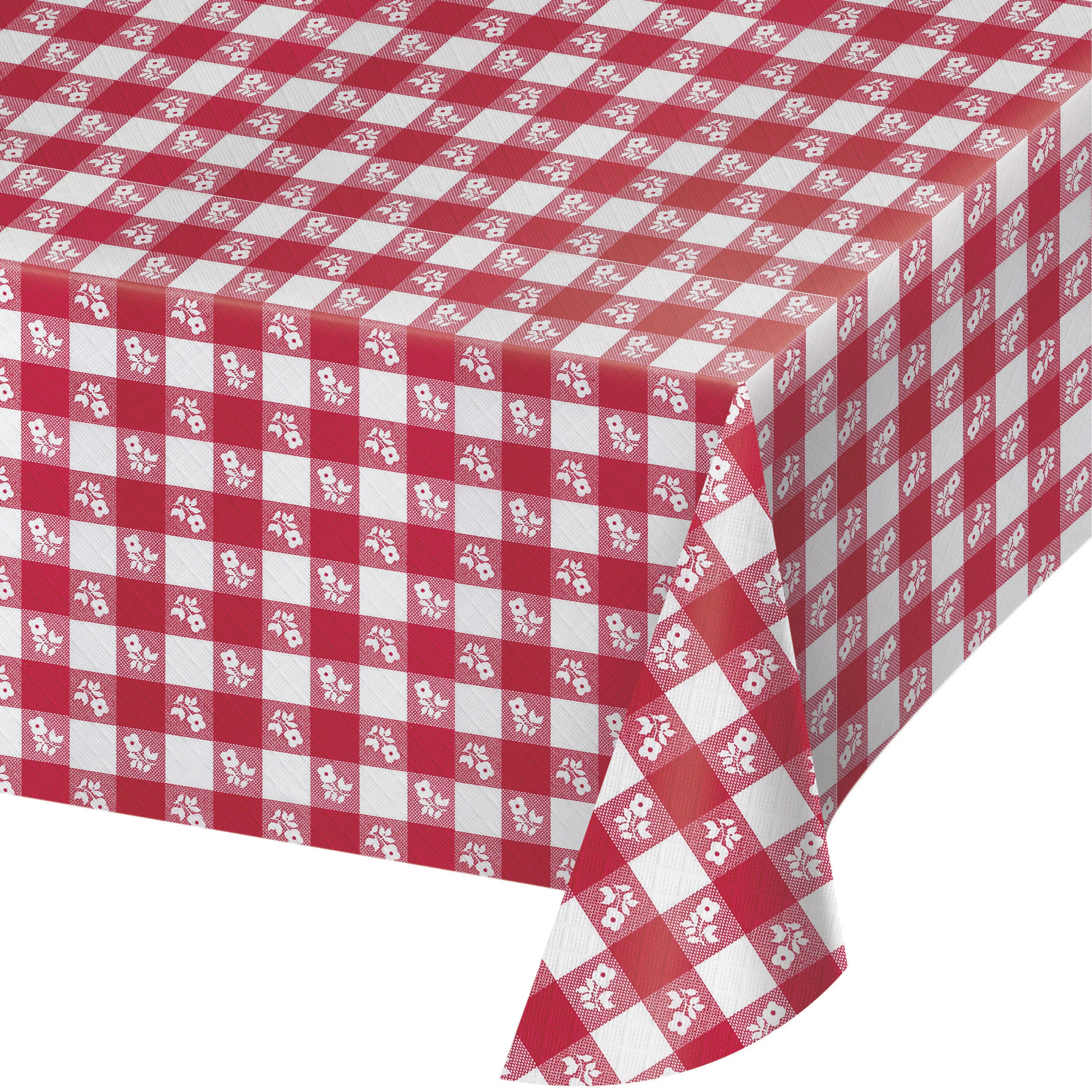 

Red Gingham Plastic Tablecloths, 3 Count