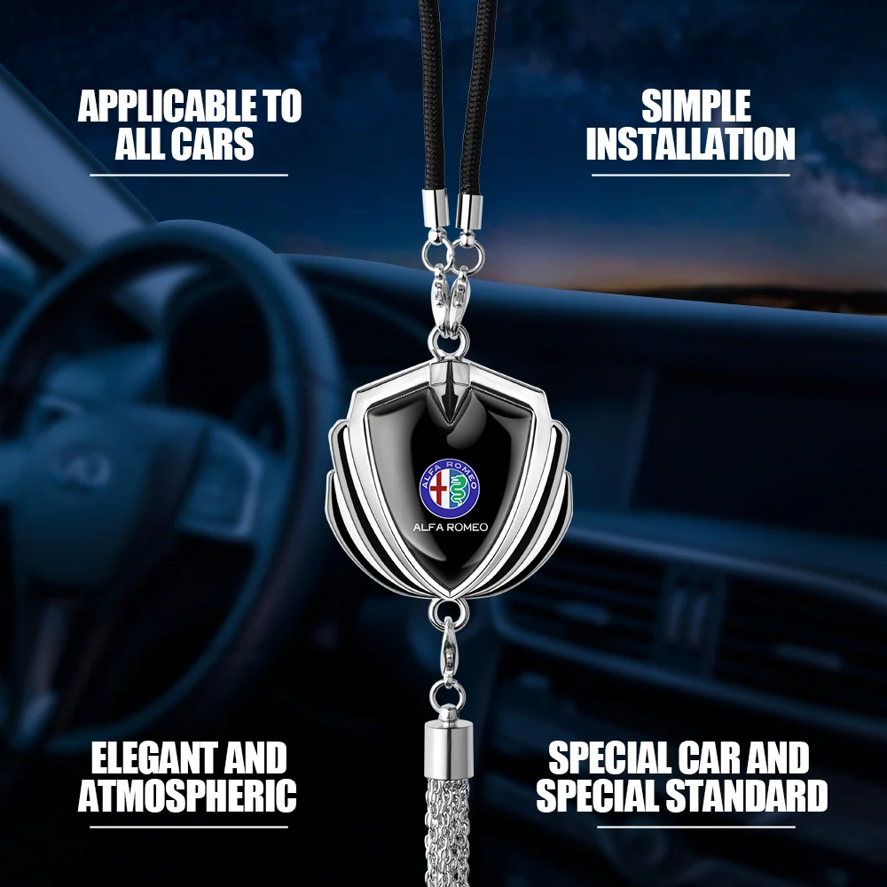 

Car Hanging Ornaments Rearview Mirror Pendant For Alfa Romeo 147 156 164 166 159 GT Giulia Giulietta Stelvio MiTo Tonale TZ 4C
