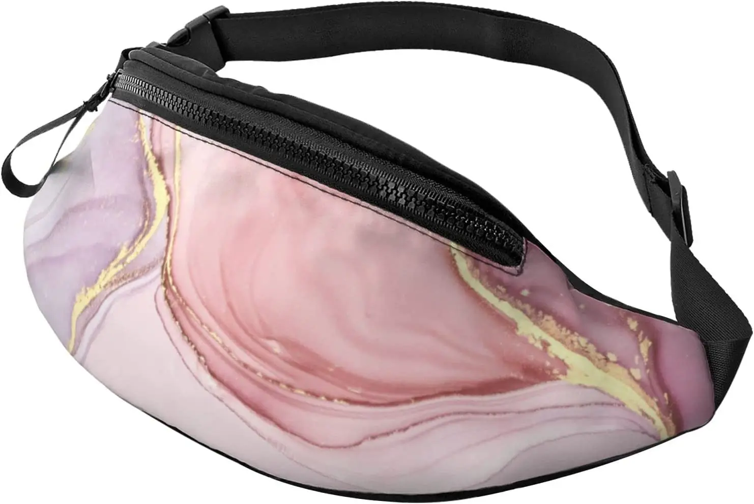 Pink Marble Fanny Packs for Women Mens Adjustable Waist Bag Crossbody Fanny Pack for Traveling Casual Running Hiking Cycling