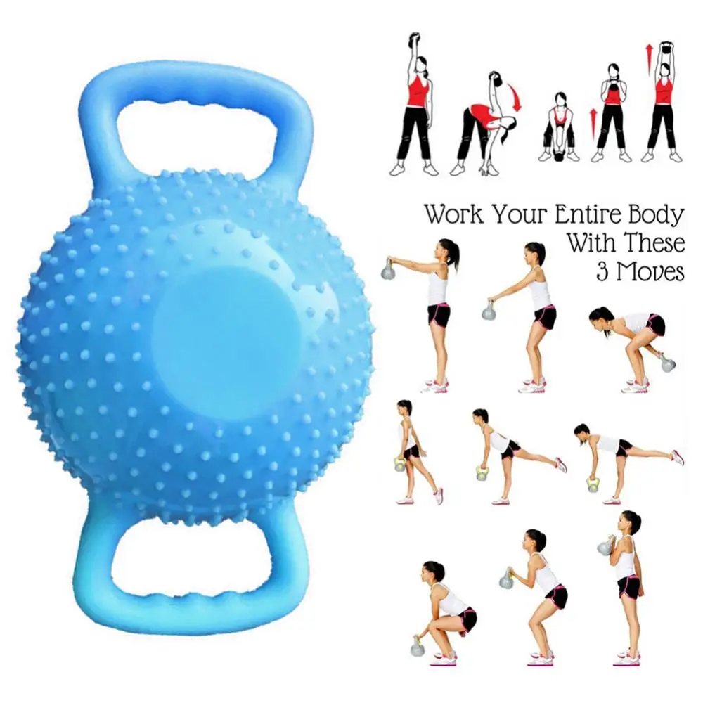 

Fitness Portable Dumbbell Double Handle PVC Massage Point Workout Yoga Kettle Dumbbell