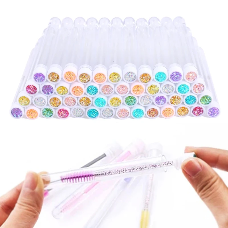 

Многоразовые кисти для макияжа, кисть для ресниц в форме трубки, кисть для бровей 20 шт. с новыми ресницами из смолы, сменные кисти, пыленепрон...