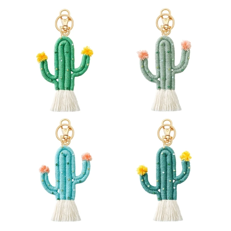 

Home Room Decoration Pendant Hand Woven Tassel Cactus Keychain Christmas Boho Beads Crafts Wall Hanging Ornaments