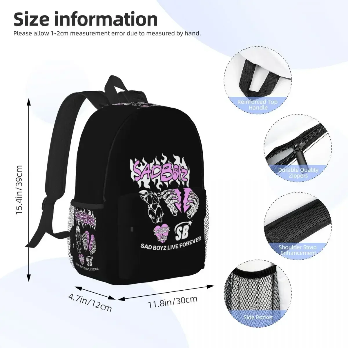 Фото Рюкзак Junior H Merch Sad Boyz для студентов, школьников, мальчиков и девочек, детская школьная сумка, сумка для ноутбука, наплечная сумка для мужчин и женщин №2