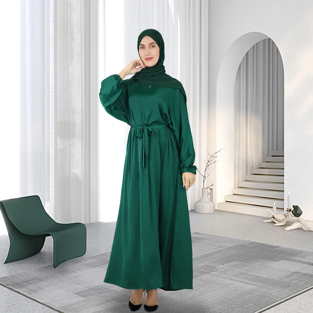 2023 Basic Middle East Türkiye Solid Color Large Size Multicolor Robe Muslim Dress Kaftan Femme Musulman Abayas for Women
