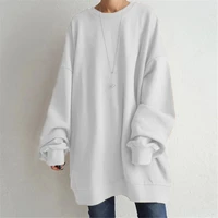 womens hoodie pure cotton ribbed round neck pullover solid color loose sweater new 2022 japan korean casual autumn spring tops