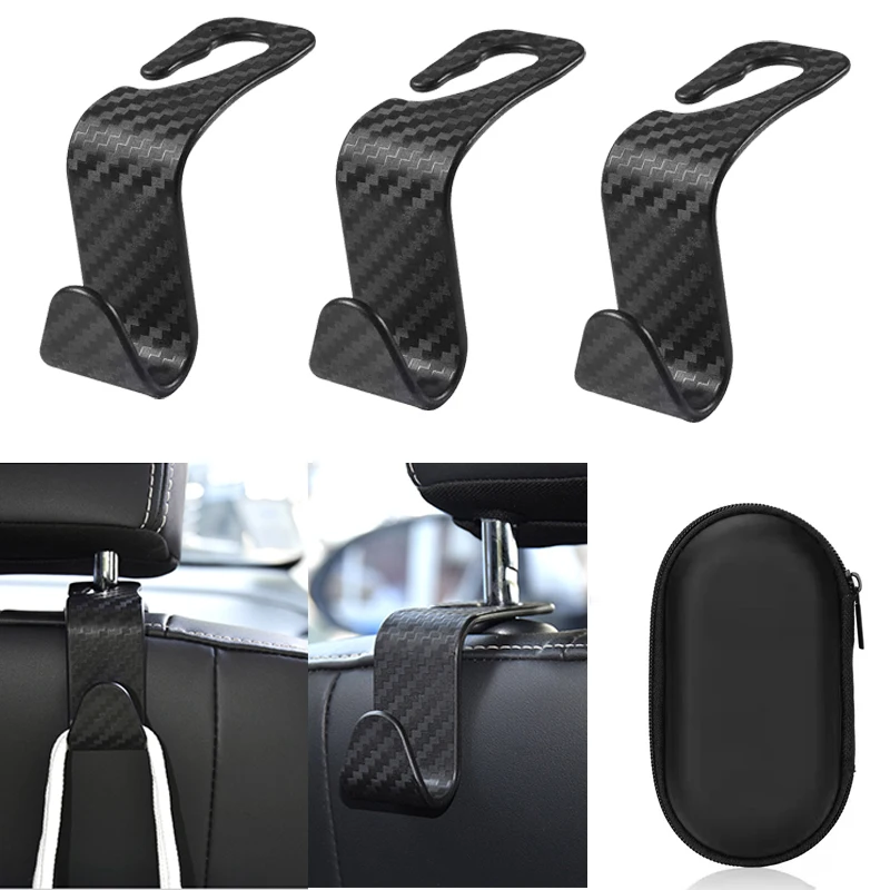 

4Pc Car Seat Back Hook Rear Interior Portable Hanging Bag Purse Holder Universal Storage Auto Fastener Clips for Car Accessories
