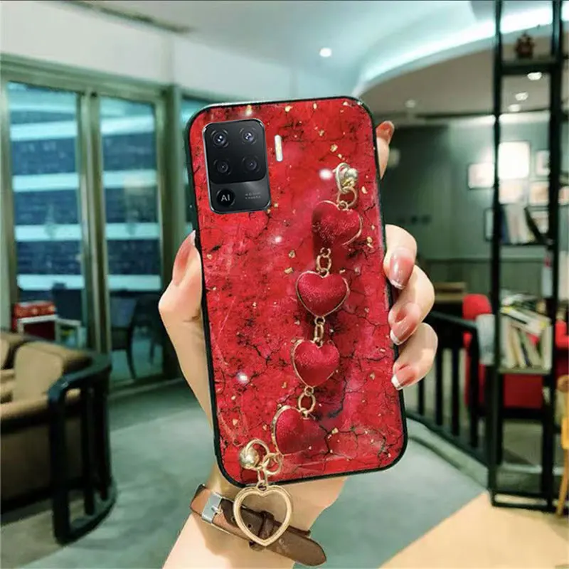 New Luxury Bracelet Cover For OPPO A94 4G case Silicone Cover A94 case with marble pattern case A94 4G A95 5G A74 A54 A96 A16 S