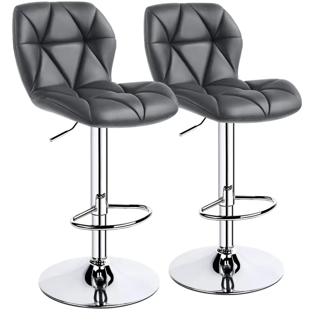 

Современный Регулируемый шарнирный барный стул из искусственной кожи без подлокотников, 2 шт., серый