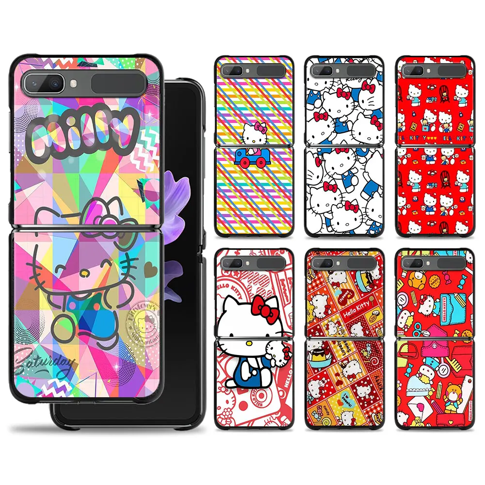 

Cartoon Hello White Cat Phone Case For Samsung Galaxy Z Flip Z Flip3 5G Z Flip4 Hard PC Matte Shell