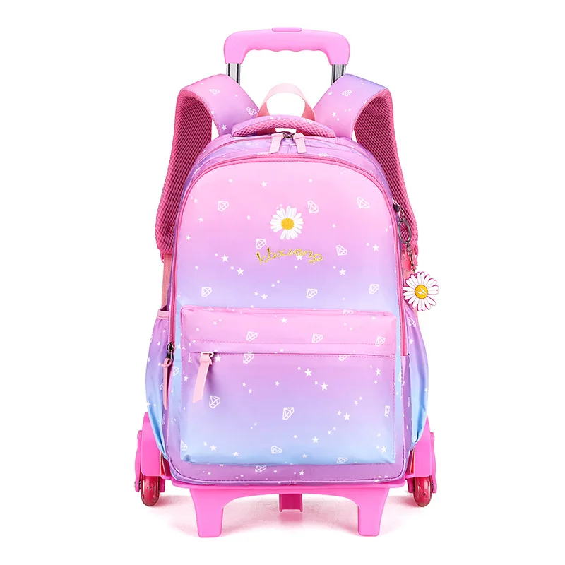 Removable wheels Kids school bags for girls Trolley Schoolbag Luggage Book Bag Backpack princess Children School Bags 2/6 Wheels