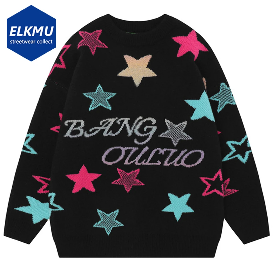 

Y2K Star Knit Sweater Men 2023 Fashion Harajuku Oversized Hip Hop Streetwear Sweaters Man Autumn Winter Jumper Knitted Pullover