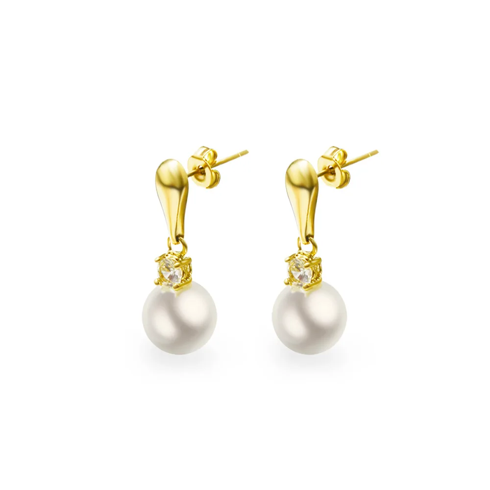 

New Zircon Earrings High Quality Retro Simple Cubic Zirconia Hot Sale Pearl Silver Jewelry