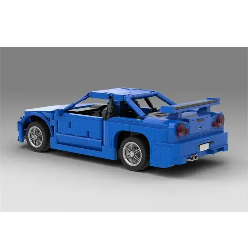 MOC- 174789 R34 Синий Суперкар Сборка Строительный Блок Модель1089Запчасти для