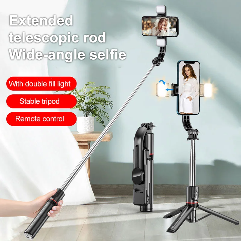 

Portable Bluetooth Selfie Stick Phone Holder Mini Retractable Multifunctional Tripod With Selfie light Wireless Remote Shutter