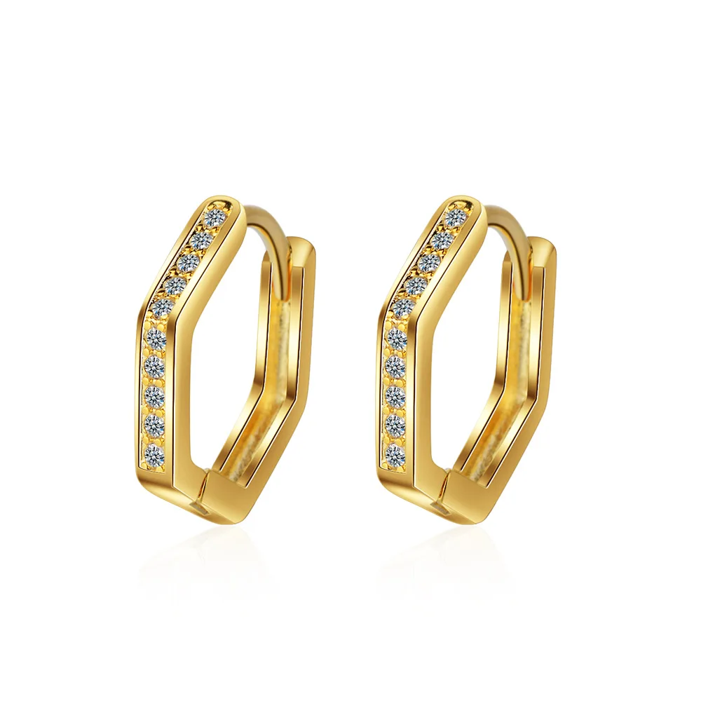 

DIWENFU 14K Gold Color and Silver FL Diamond Stud Earring Women Aros Mujer Oreja Silver 925 Jewelry Diamond Bizuteria Orecchini