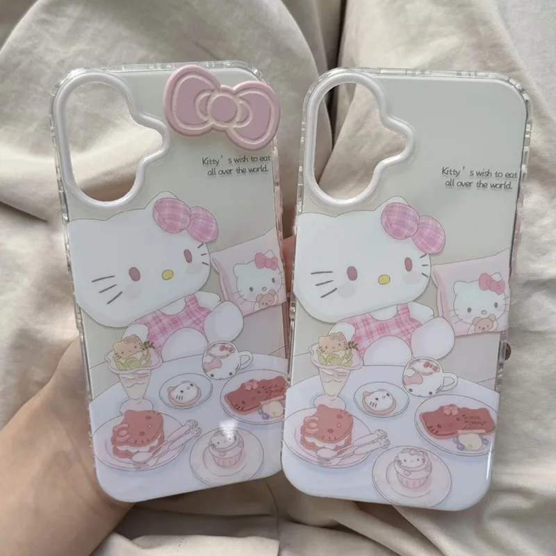 Чехол для iPhone 15 pro max с рисунком Hello Kitty Y2k кавайный аниме десертный лук чехол