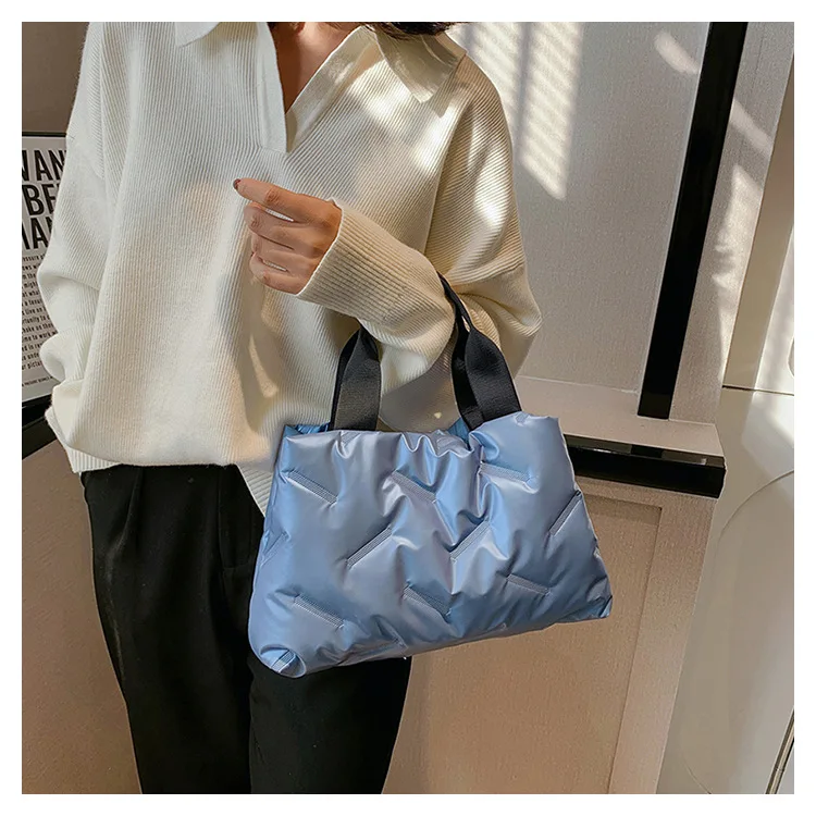 

Новые Нейлоновые женские сумки-тоуты, осенне-зимние модные сумки на подмышек, мягкие сумки с верхней ручкой, женские повседневные сумки для покупок, сумки, Женский магазин