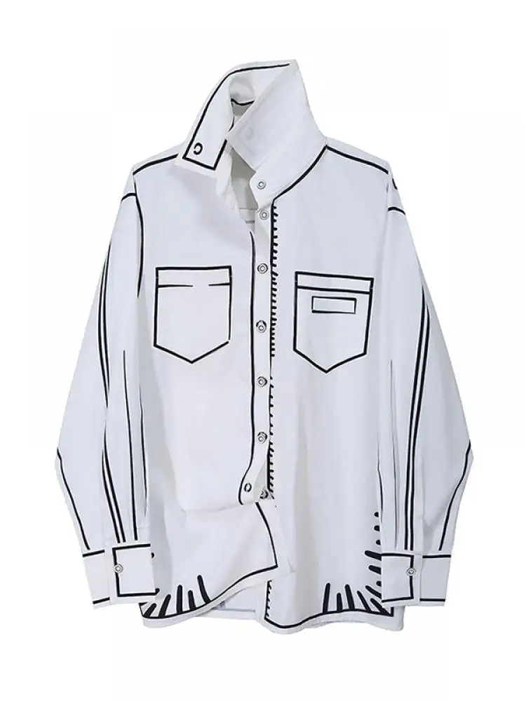 Женские рубашки Freeacy с длинным рукавом топы рубашка в стиле манга воротником