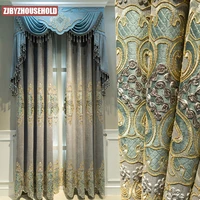 2022 high end new european style chenille water soluble hollow blackout curtains for bedroom living room curtain customization