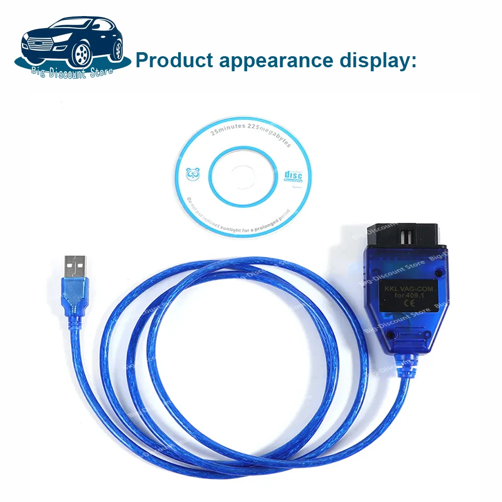 Автомобильный диагностический инструмент для VAG KKL 409 с чипом CH340 Кабель