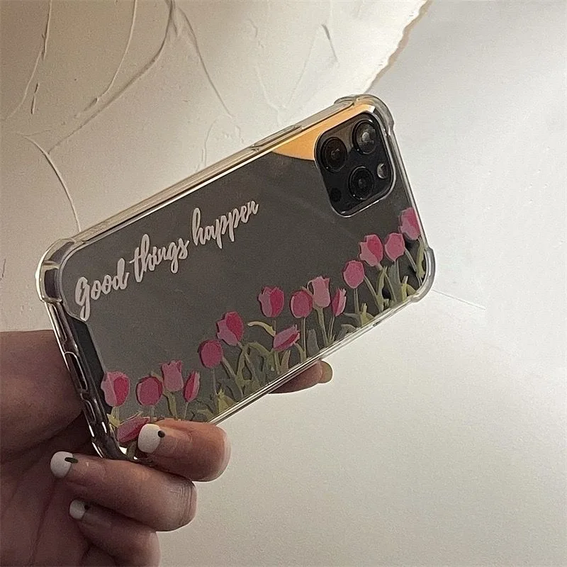 Прозрачный зеркальный чехол с тюльпаном для Samsung Galaxy Note 20 Ultra 10 Pro 9 8 S22 S21 S20 S10 Plus S9 S8
