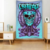 abstract funny skull illustration wall hanging tapestry art deco blanket curtain bedroom living room decor