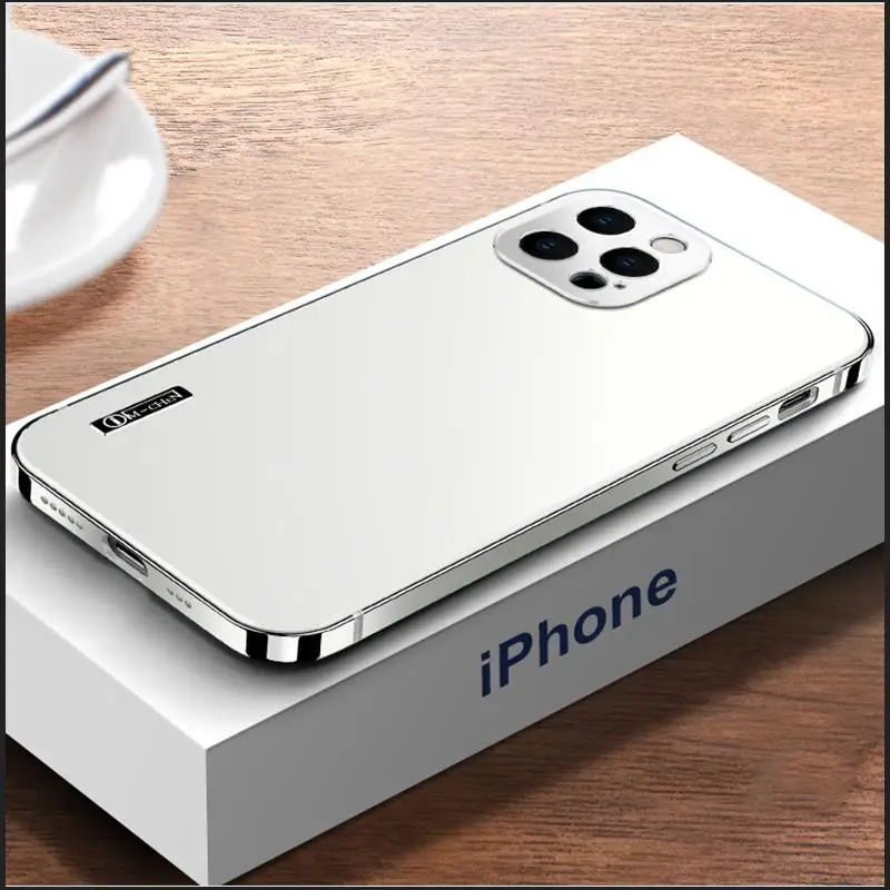 

Original Color Case For iPhone 14 13 12 Pro max Metal Stainless steel frame Matte Backplane ultrathin Protection case