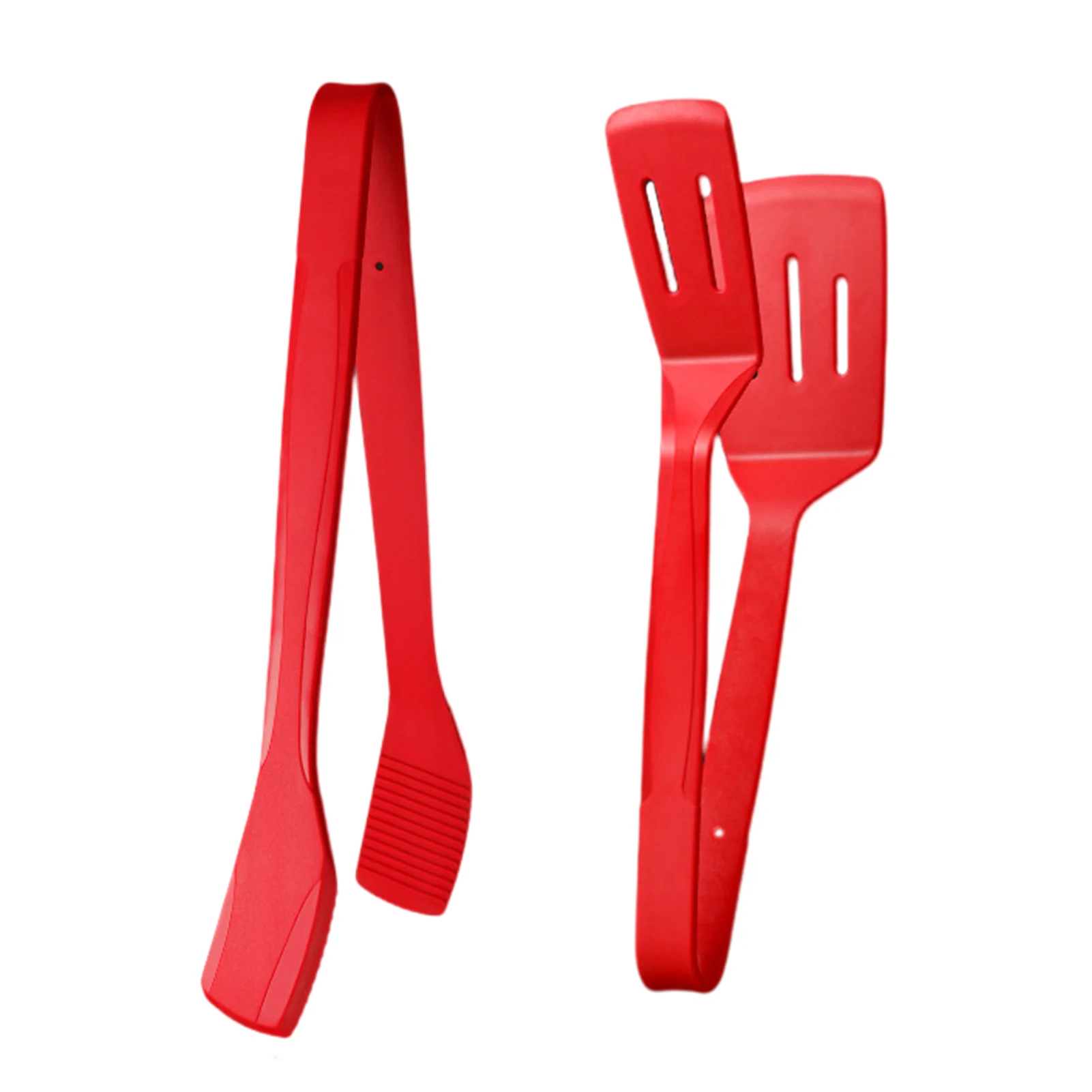 

Red Kitchen Tongs Heat Resistant Silicone Wrapped Stainless Steel Fried Steak 2 In 1 Food Serving Bread Flipping Fish Spatula